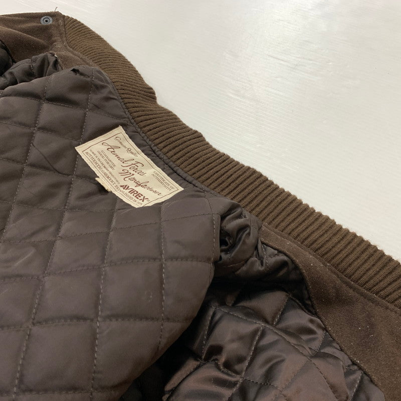 【中古品】【メンズ】 AVIREX アヴィレックス × SKOOKUM スクーカム 別注 コラボ VARSITY JACKET 6112166 バーシティ ジャケット アウター レザー スタジャン 142-260429-ko-06-tei サイズ：L カラー：ブラウン 万代Net店