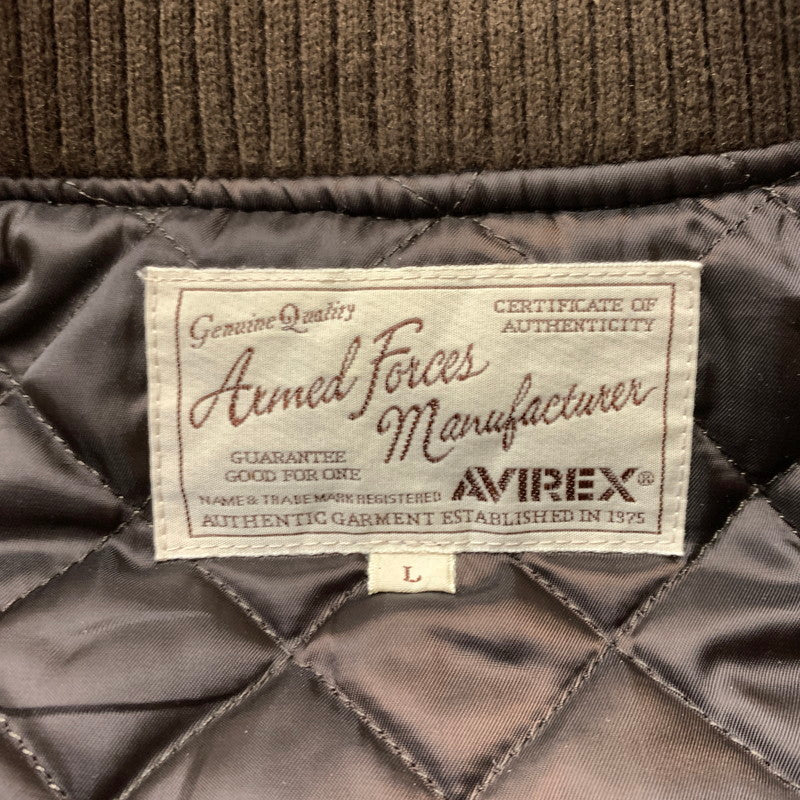 【中古品】【メンズ】 AVIREX アヴィレックス × SKOOKUM スクーカム 別注 コラボ VARSITY JACKET 6112166 バーシティ ジャケット アウター レザー スタジャン 142-260429-ko-06-tei サイズ：L カラー：ブラウン 万代Net店