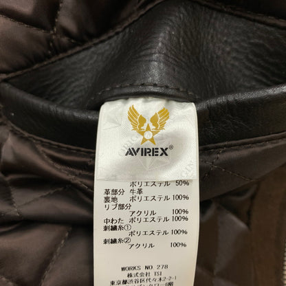【中古品】【メンズ】 AVIREX アヴィレックス × SKOOKUM スクーカム 別注 コラボ VARSITY JACKET 6112166 バーシティ ジャケット アウター レザー スタジャン 142-260429-ko-06-tei サイズ：L カラー：ブラウン 万代Net店