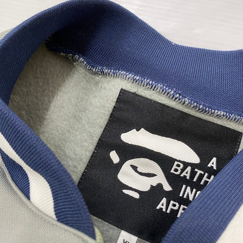 【現状渡し品】【メンズ】 A BATHING APE アベイシングエイプ 90's COLLEGE LOGO BLOUSON 90年代 カレッジロゴ ブルゾン ライトアウター 142-260427-ks-05-tei サイズ：XL/※シミあり カラー：グレー 万代Net店