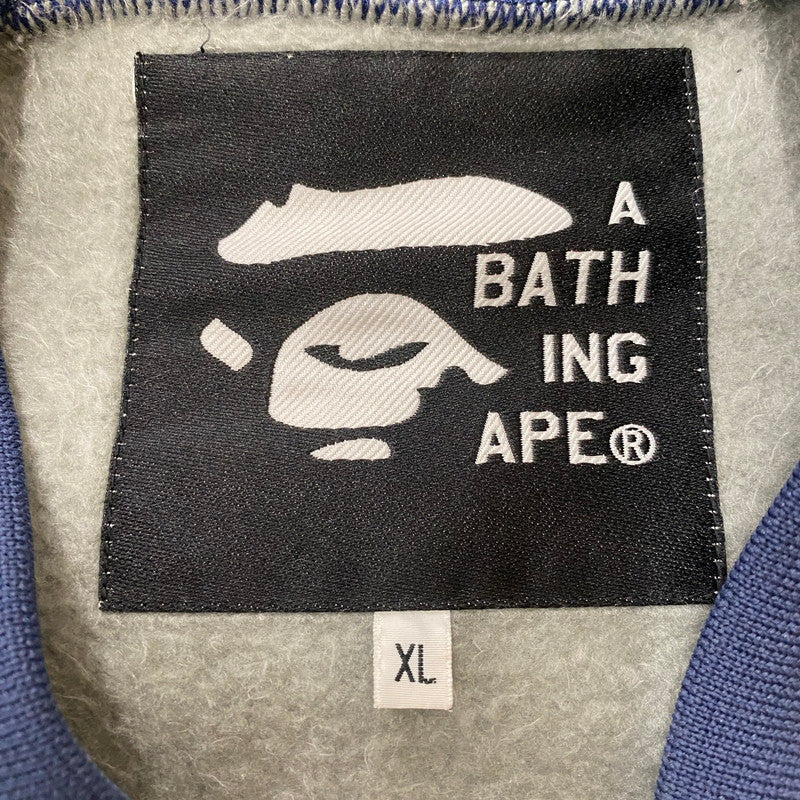 【現状渡し品】【メンズ】 A BATHING APE アベイシングエイプ 90's COLLEGE LOGO BLOUSON 90年代 カレッジロゴ ブルゾン ライトアウター 142-260427-ks-05-tei サイズ：XL/※シミあり カラー：グレー 万代Net店