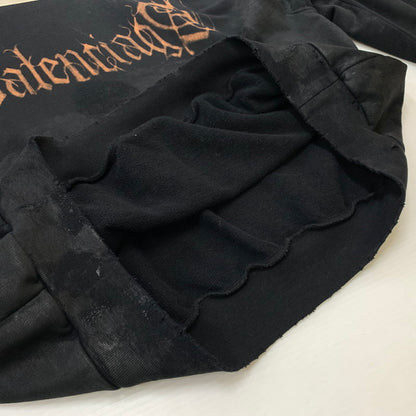 【中古品】【メンズ】 BALENCIAGA バレンシアガ 23AW METAL LOGO HOODIE 739024 TOVD8 メタル ロゴ フーディ トップス プルオーバーパーカー ダメージ加工 141-260429-ko-04-fuzh サイズ：2 カラー：ブラック 万代Net店