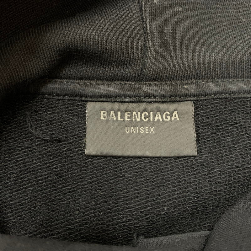 【中古品】【メンズ】 BALENCIAGA バレンシアガ 23AW METAL LOGO HOODIE 739024 TOVD8 メタル ロゴ フーディ トップス プルオーバーパーカー ダメージ加工 141-260429-ko-04-fuzh サイズ：2 カラー：ブラック 万代Net店