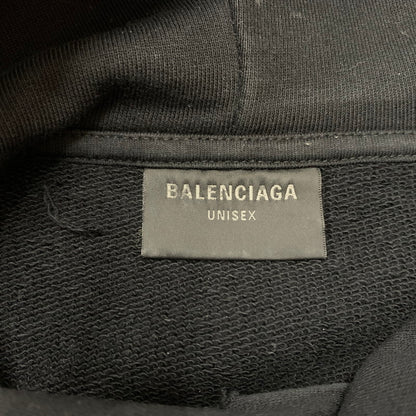 【中古品】【メンズ】 BALENCIAGA バレンシアガ 23AW METAL LOGO HOODIE 739024 TOVD8 メタル ロゴ フーディ トップス プルオーバーパーカー ダメージ加工 141-260429-ko-04-fuzh サイズ：2 カラー：ブラック 万代Net店