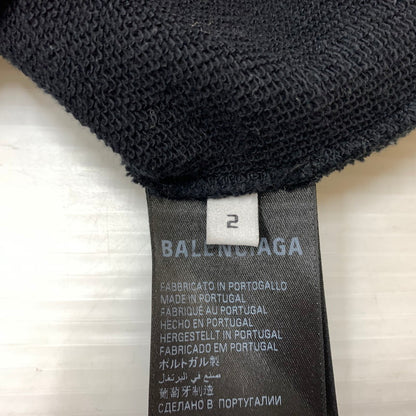 【中古品】【メンズ】 BALENCIAGA バレンシアガ 23AW METAL LOGO HOODIE 739024 TOVD8 メタル ロゴ フーディ トップス プルオーバーパーカー ダメージ加工 141-260429-ko-04-fuzh サイズ：2 カラー：ブラック 万代Net店