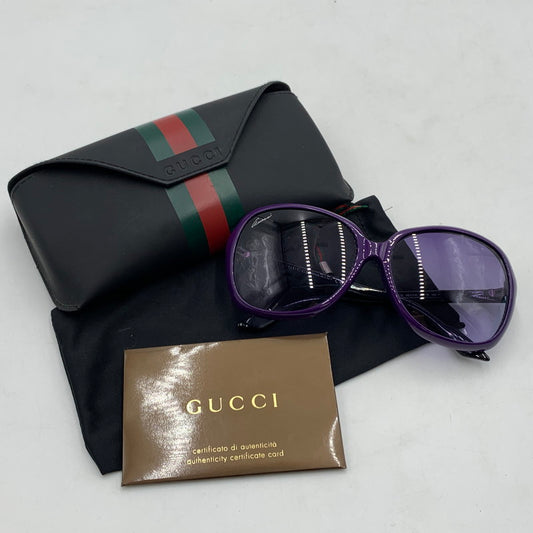 【中古品】【メンズ】 GUCCI グッチ GG3171 ウェブストライプ シェリーライン サングラス アイウェア アクセサリー 203-260503-ko-13-tei サイズ：59□15-135 カラー：パープル 万代Net店