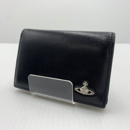 【中古品】【メンズ】 Vivienne Westwood ヴィヴィアン・ウエストウッド LEATHER CARD CASE レザー カードケース 財布 二つ折り 208-260712-ko-06-tei カラー：ブラック 万代Net店