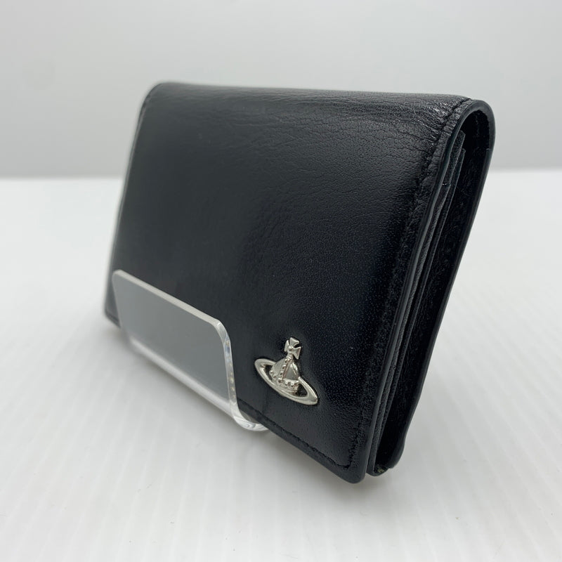 【中古品】【メンズ】 Vivienne Westwood ヴィヴィアン・ウエストウッド LEATHER CARD CASE レザー カードケース 財布 二つ折り 208-260712-ko-06-tei カラー：ブラック 万代Net店
