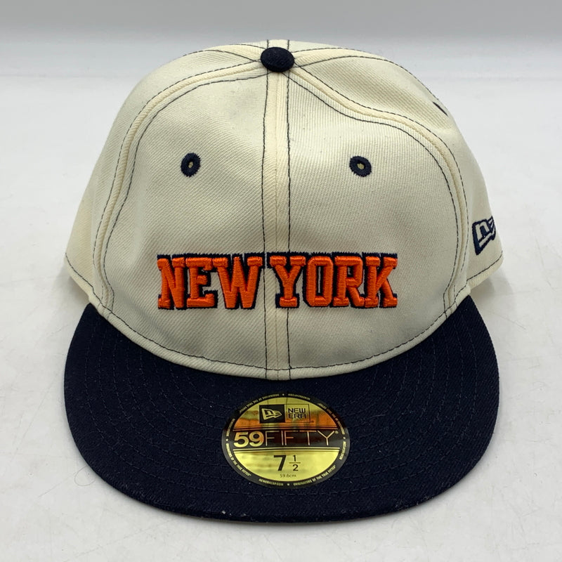 【中古品】【メンズ】 NEW ERA ニューエラ × the Apartment ジ アパートメント 別注 コラボ NEW YORK KNICKS SOFT BUCKRAM FITTED CAP ニューヨーク ニックス ソフトバックラム フィットキャップ 帽子 185-260624-ko-15-tei サイズ：7 1/2 カラー：アイボリー 万代Net店