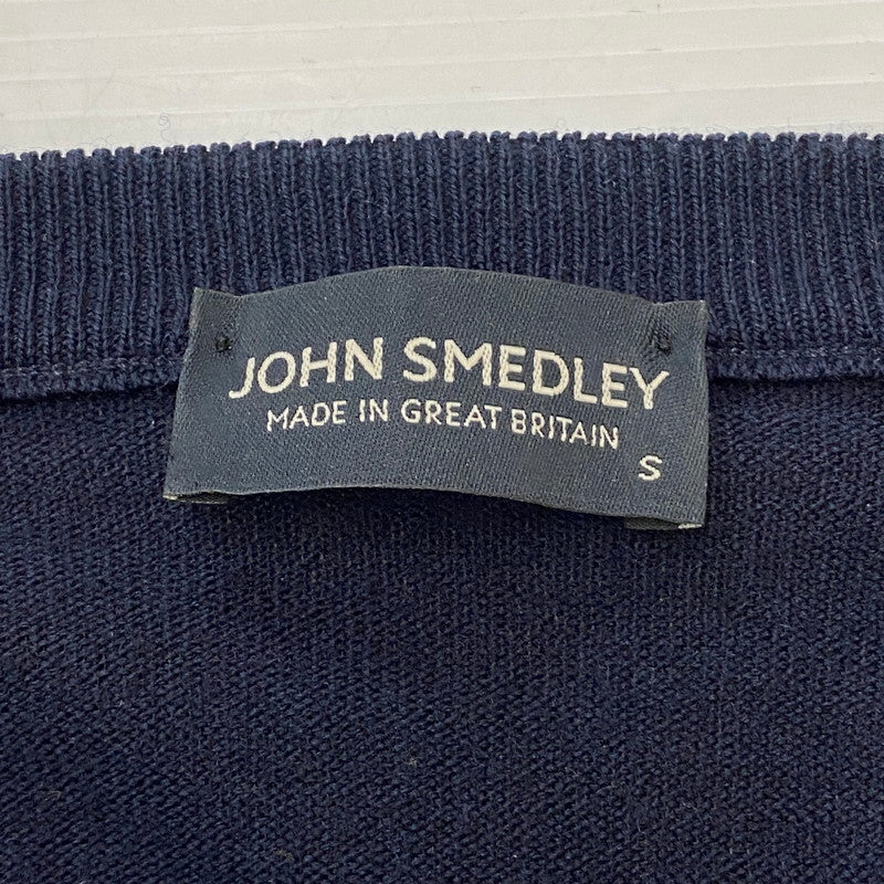 【中古品】【メンズ】 JOHN SMEDLEY ジョンスメドレー WOOL KNIT CARDIGAN ウール ニット カーディガン 長袖 トップス 141-260501-ks-20-tei サイズ：S カラー：ネイビー 万代Net店