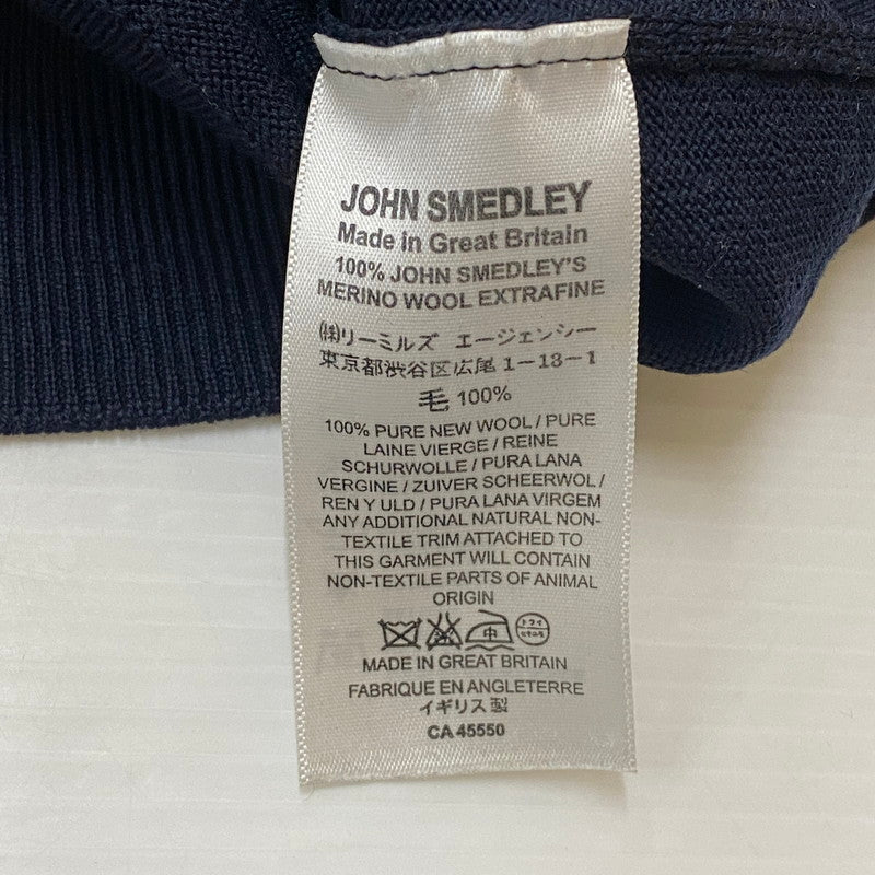 【中古品】【メンズ】 JOHN SMEDLEY ジョンスメドレー WOOL KNIT CARDIGAN ウール ニット カーディガン 長袖 トップス 141-260501-ks-20-tei サイズ：S カラー：ネイビー 万代Net店