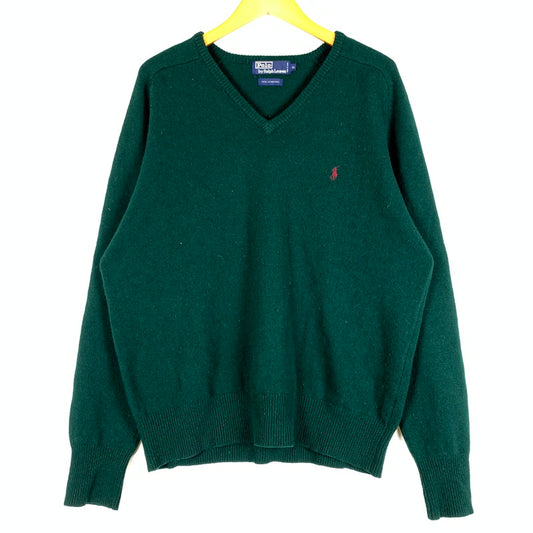 【中古品】【メンズ】 POLO RALPH LAUREN ポロラルフローレン V NECK KNIT ブイ ネック ニット トップス セーター ラムウール 147-260504-ko-15-tei サイズ：LL カラー：グリーン 万代Net店