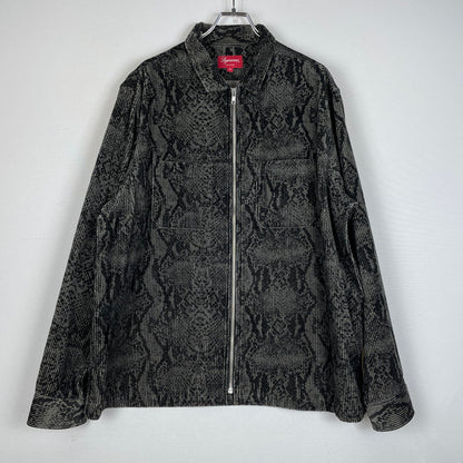 【中古品】【メンズ】 Supreme シュプリーム 20AW SNAKESKIN CORDUROY ZIP UP SHIRT スネークスキン コーデュロイ ジップアップ シャツジャケット ライトアウター 149-260502-yo-08-fuzh サイズ：XL カラー：グレー/ブラック 万代Net店