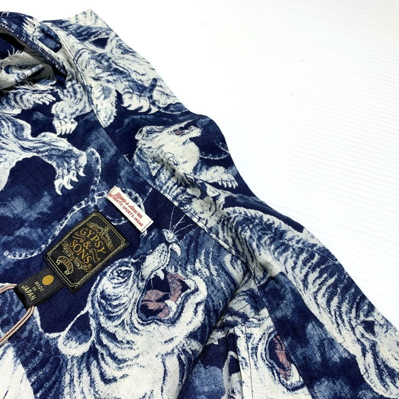 【中古品】【メンズ】 GYPSY＆SONS ジプシーアンドサンズ INDIGO HUNDLED TIGER SHIRTS GS2449926A インディゴ 百虎 シャツ 半袖 トップス 140-260615-yo-13-tei サイズ：03 カラー：ブルー 万代Net店