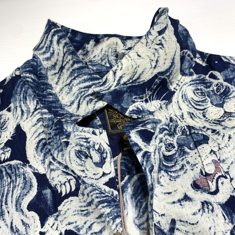 【中古品】【メンズ】 GYPSY＆SONS ジプシーアンドサンズ INDIGO HUNDLED TIGER SHIRTS GS2449926A インディゴ 百虎 シャツ 半袖 トップス 140-260615-yo-13-tei サイズ：03 カラー：ブルー 万代Net店