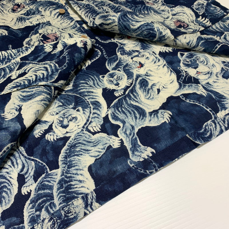 【中古品】【メンズ】 GYPSY＆SONS ジプシーアンドサンズ INDIGO HUNDLED TIGER SHIRTS GS2449926A インディゴ 百虎 シャツ 半袖 トップス 140-260615-yo-13-tei サイズ：03 カラー：ブルー 万代Net店