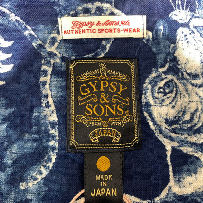 【中古品】【メンズ】 GYPSY＆SONS ジプシーアンドサンズ INDIGO HUNDLED TIGER SHIRTS GS2449926A インディゴ 百虎 シャツ 半袖 トップス 140-260615-yo-13-tei サイズ：03 カラー：ブルー 万代Net店