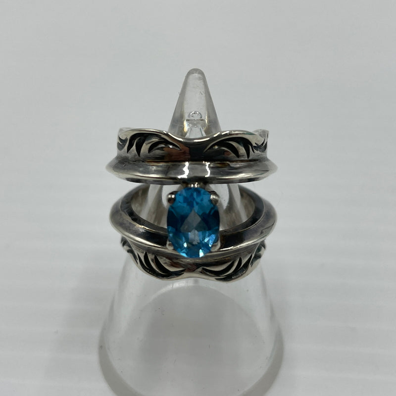 【中古品】【メンズ】 BIG HAND ビッグハンド BLUE TOPAZ RING ACCESSORY ブルートパーズリング アクセサリー 指輪 191-260720-ss-04-tei サイズ：9.5号 カラー：シルバー 万代Net店