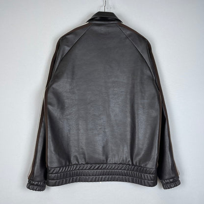 【中古品】【メンズ】 Needles ニードルス × NUBIAN ヌビアン 別注 コラボ TRACK JACKET "SYNTHETIC LEATHER" RW1649 トラックジャケット シンセティックレザー ライトアウター 140-260502-yo-13-tei サイズ：M カラー：ダークブラウン 万代Net店