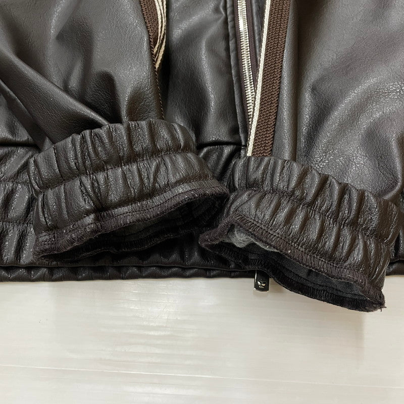 【中古品】【メンズ】 Needles ニードルス × NUBIAN ヌビアン 別注 コラボ TRACK JACKET "SYNTHETIC LEATHER" RW1649 トラックジャケット シンセティックレザー ライトアウター 140-260502-yo-13-tei サイズ：M カラー：ダークブラウン 万代Net店