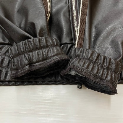 【中古品】【メンズ】 Needles ニードルス × NUBIAN ヌビアン 別注 コラボ TRACK JACKET "SYNTHETIC LEATHER" RW1649 トラックジャケット シンセティックレザー ライトアウター 140-260502-yo-13-tei サイズ：M カラー：ダークブラウン 万代Net店