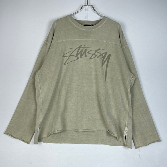 【中古品】【メンズ】 STUSSY ステューシー 24AW FOOTBALL CREW PIGMENT DYED COTTON 1140352 フットボール クルー ピグメントダイ コットン Tシャツ 長袖 トップス 142-260502-yo-09-tei サイズ：L カラー：サンド 万代Net店