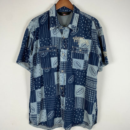 【中古品】【メンズ】 VANSON バンソン EMBROIDERED S/S DENIM SHIRT エンブロイド ショートスリーブ デニム シャツ 半袖 トップス 刺繍 ボタンダウン 145-260626-ko-16-tei サイズ：XL カラー：インディゴ 万代Net店