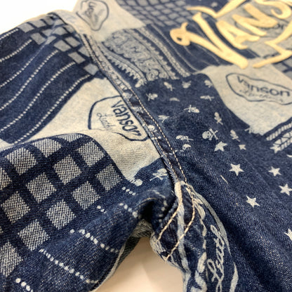 【中古品】【メンズ】 VANSON バンソン EMBROIDERED S/S DENIM SHIRT エンブロイド ショートスリーブ デニム シャツ 半袖 トップス 刺繍 ボタンダウン 145-260626-ko-16-tei サイズ：XL カラー：インディゴ 万代Net店