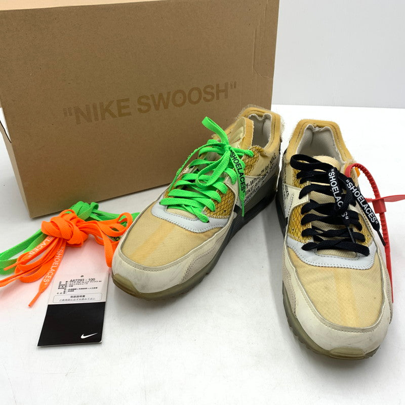 【現状渡し品】【メンズ】 NIKE ナイキ × OFF-WHITE オフホワイト 別注 コラボ THE TEN AIR MAX 90 AA7293-100 エアマックス90 スニーカー 靴 160-260618-ko-13-tei サイズ：28cm カラー：ベージュ 万代Net店