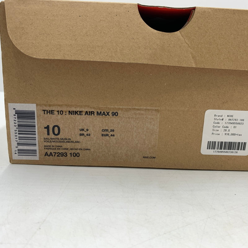 【現状渡し品】【メンズ】 NIKE ナイキ × OFF-WHITE オフホワイト 別注 コラボ THE TEN AIR MAX 90 AA7293-100 エアマックス90 スニーカー 靴 160-260618-ko-13-tei サイズ：28cm カラー：ベージュ 万代Net店