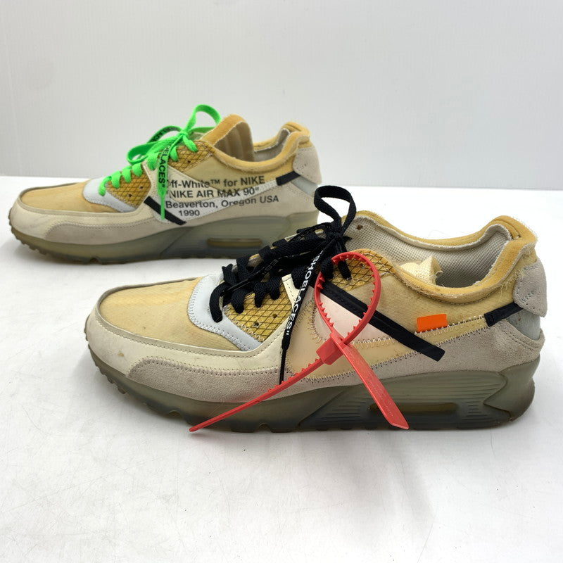 【現状渡し品】【メンズ】 NIKE ナイキ × OFF-WHITE オフホワイト 別注 コラボ THE TEN AIR MAX 90 AA7293-100 エアマックス90 スニーカー 靴 160-260618-ko-13-tei サイズ：28cm カラー：ベージュ 万代Net店