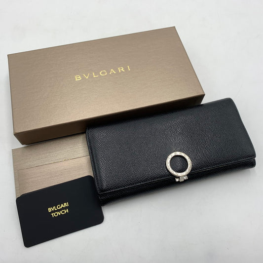 【中古品】【メンズ/レディース】 BVLGARI ブルガリ 289381 クリップ ラージ ウォレット 財布 長財布 グレインカーフレザー 181-260522-ko-05-tei カラー：ブラック 万代Net店