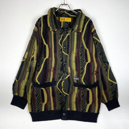 【中古品】【メンズ】 FAT エフエーティー RANDOM YARN KNIT CARDIGAN F32410-KN02 ランダム ヤーン ニット カーディガン 長袖 トップス 142-260507-ks-01-tei サイズ：SKINNY カラー：マルチ 万代Net店