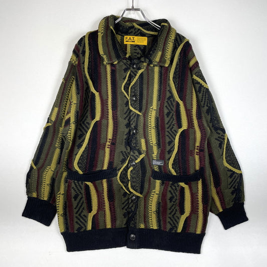 【中古品】【メンズ】 FAT エフエーティー RANDOM YARN KNIT CARDIGAN F32410-KN02 ランダム ヤーン ニット カーディガン 長袖 トップス 142-260507-ks-01-tei サイズ：SKINNY カラー：マルチ 万代Net店