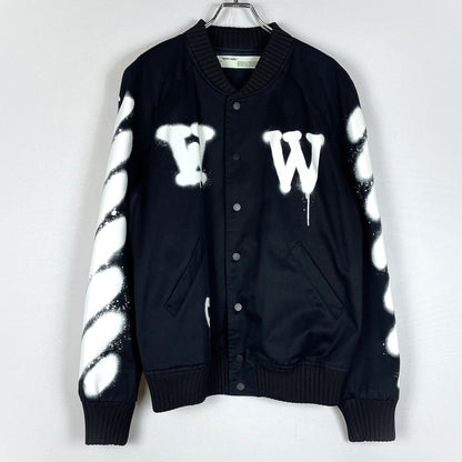 【中古品】【メンズ】 OFF-WHITE オフホワイト 19SS SPRAY PRINT BOMBER JACKET スプレー プリント ボンバー ジャケット アウター 142-260507-ks-02-tei サイズ：S カラー：ブラック 万代Net店
