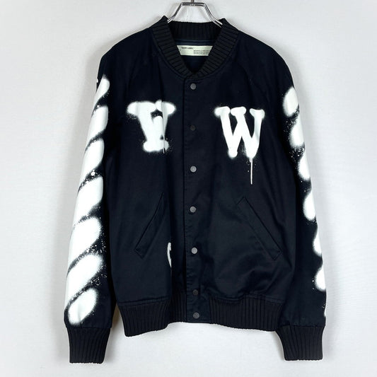 【中古品】【メンズ】 OFF-WHITE オフホワイト 19SS SPRAY PRINT BOMBER JACKET スプレー プリント ボンバー ジャケット アウター 142-260507-ks-02-tei サイズ：S カラー：ブラック 万代Net店