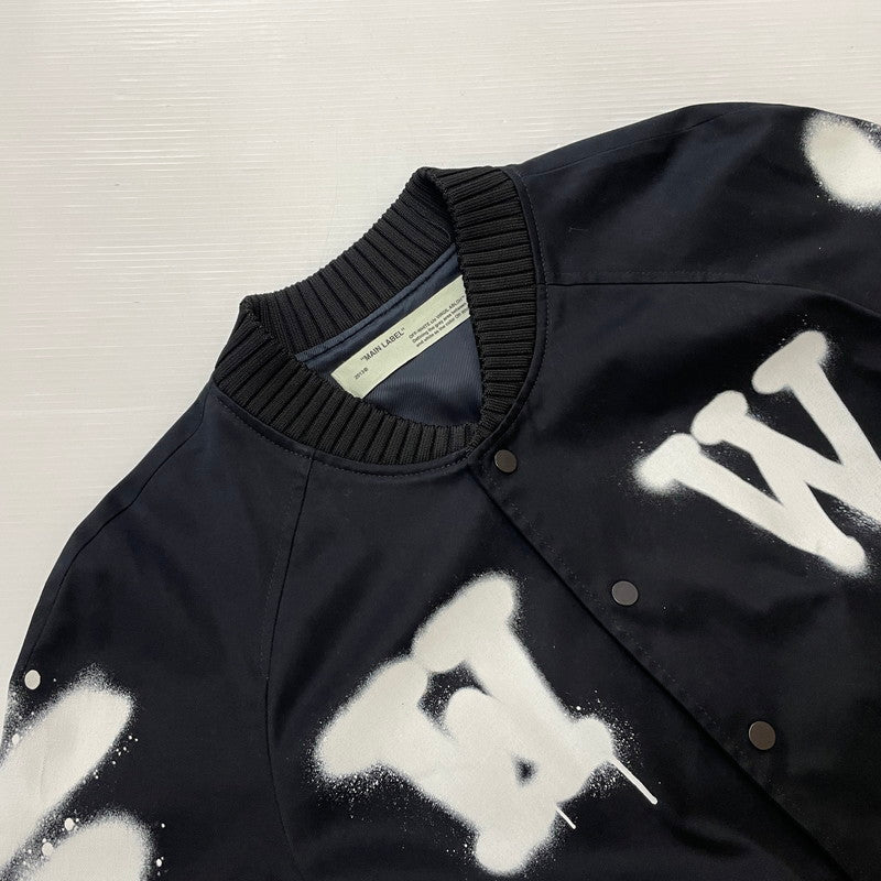 【中古品】【メンズ】 OFF-WHITE オフホワイト 19SS SPRAY PRINT BOMBER JACKET スプレー プリント ボンバー ジャケット アウター 142-260507-ks-02-tei サイズ：S カラー：ブラック 万代Net店