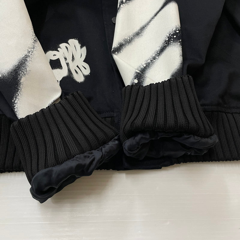 【中古品】【メンズ】 OFF-WHITE オフホワイト 19SS SPRAY PRINT BOMBER JACKET スプレー プリント ボンバー ジャケット アウター 142-260507-ks-02-tei サイズ：S カラー：ブラック 万代Net店