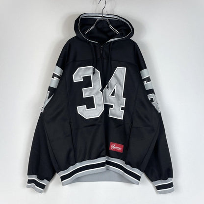 【中古品】【メンズ】 SUPREME シュプリーム 24SS FOOTBALL ZIPUP HOODED SWEATSHIRT フットボール ジップアップ フーデッド スウェットシャツ 長袖 トップス パーカー 149-260506-yo-03-fuzh サイズ：XL カラー：ブラック 万代Net店