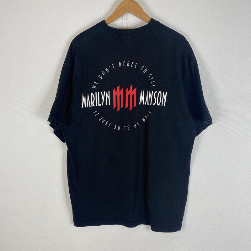 【中古品】【メンズ】 USED 00'S MARILYN MANSON THE BRIGHT YOUNG THINGS TEE 00年代 マリリンマンソン ブライト ヤング シングス Tシャツ 半袖 トップス 145-260508-ks-15-tei サイズ：-/※タグ欠損 カラー：ブラック 万代Net店
