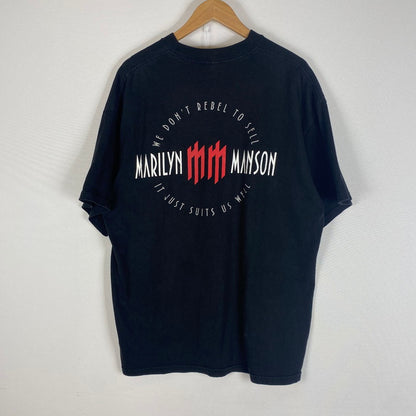 【中古品】【メンズ】 USED 00'S MARILYN MANSON THE BRIGHT YOUNG THINGS TEE 00年代 マリリンマンソン ブライト ヤング シングス Tシャツ 半袖 トップス 145-260508-ks-15-tei サイズ：-/※タグ欠損 カラー：ブラック 万代Net店