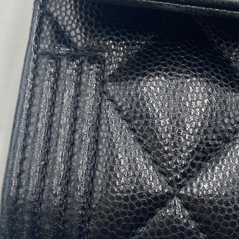【中古品】【レディース】 CHANEL シャネル A80286 キャビアスキン ボーイフラップ ウォレット 財布 二つ折り財布 長財布 ロングウォレット 181-260511-ks-05-tei サイズ：箱 カード付き カラー：ブラック 万代Net店