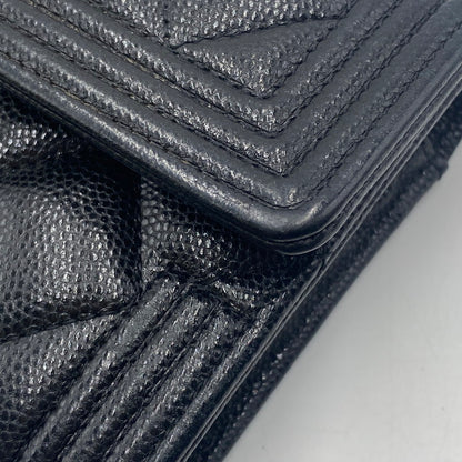 【中古品】【レディース】 CHANEL シャネル A80286 キャビアスキン ボーイフラップ ウォレット 財布 二つ折り財布 長財布 ロングウォレット 181-260511-ks-05-tei サイズ：箱 カード付き カラー：ブラック 万代Net店