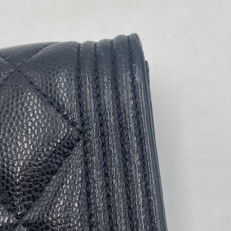 【中古品】【レディース】 CHANEL シャネル A80286 キャビアスキン ボーイフラップ ウォレット 財布 二つ折り財布 長財布 ロングウォレット 181-260511-ks-05-tei サイズ：箱 カード付き カラー：ブラック 万代Net店