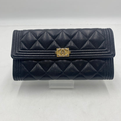 【中古品】【レディース】 CHANEL シャネル A80286 キャビアスキン ボーイフラップ ウォレット 財布 二つ折り財布 長財布 ロングウォレット 181-260511-ks-05-tei サイズ：箱 カード付き カラー：ブラック 万代Net店