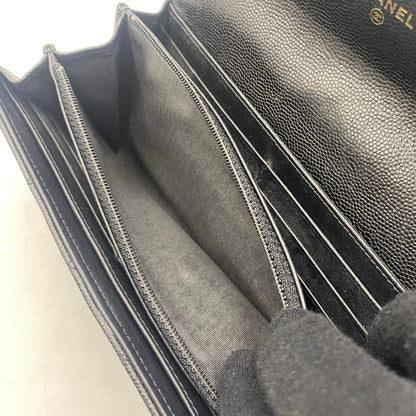 【中古品】【レディース】 CHANEL シャネル A80286 キャビアスキン ボーイフラップ ウォレット 財布 二つ折り財布 長財布 ロングウォレット 181-260511-ks-05-tei サイズ：箱 カード付き カラー：ブラック 万代Net店