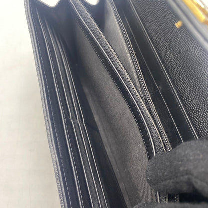 【中古品】【レディース】 CHANEL シャネル A80286 キャビアスキン ボーイフラップ ウォレット 財布 二つ折り財布 長財布 ロングウォレット 181-260511-ks-05-tei サイズ：箱 カード付き カラー：ブラック 万代Net店