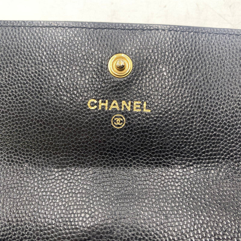 【中古品】【レディース】 CHANEL シャネル A80286 キャビアスキン ボーイフラップ ウォレット 財布 二つ折り財布 長財布 ロングウォレット 181-260511-ks-05-tei サイズ：箱 カード付き カラー：ブラック 万代Net店