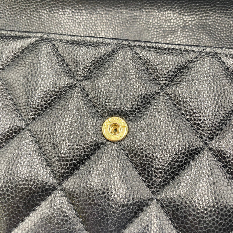 【中古品】【レディース】 CHANEL シャネル A80286 キャビアスキン ボーイフラップ ウォレット 財布 二つ折り財布 長財布 ロングウォレット 181-260511-ks-05-tei サイズ：箱 カード付き カラー：ブラック 万代Net店