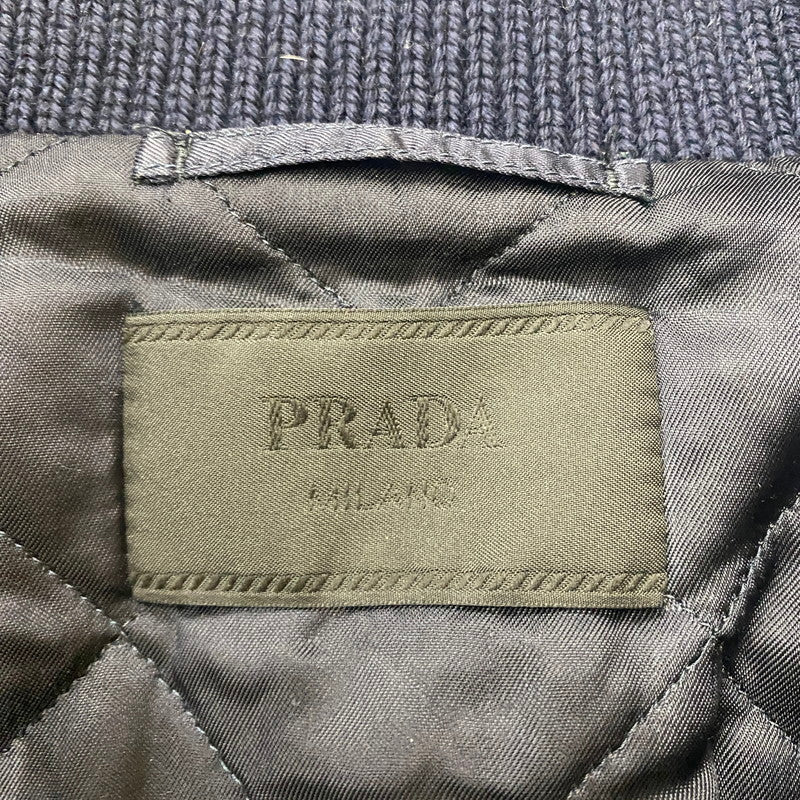 【現状渡し品】【メンズ】 PRADA プラダ WOOL MELTON JACKET ACS1 2017 1483 ウール メルトン ジャケット アウター 141-260508-ks-02-tei サイズ：44 カラー：ネイビー 万代Net店